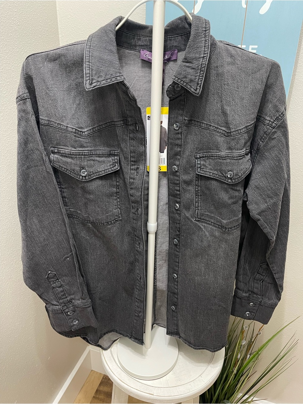 Gloria Vanderbilt Black Washed Denim Shirt Jacket
